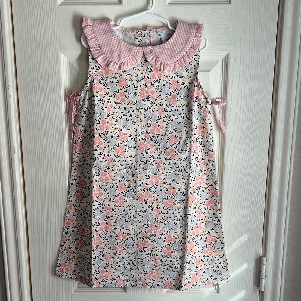 Stitchy Fish Floral Pink and White Kids Dress